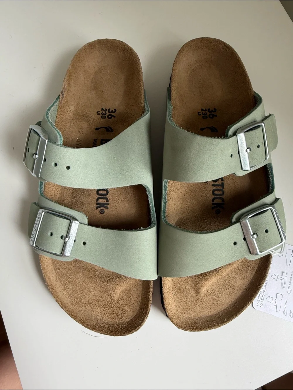 Birkenstock Double Buckle Slide Sandals in Sage Green